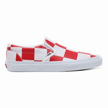 Férfi Vans Leather Check Classic Slip-on Cipő VA8210697 Fehér/Piros